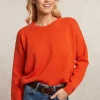 Outlet River Woods Lamswollen trui ronde hals oranje -