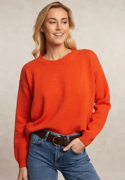 Outlet River Woods Lamswollen trui ronde hals oranje -