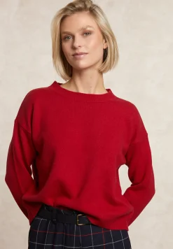 New River Woods Lamswollen trui ronde hals rood -