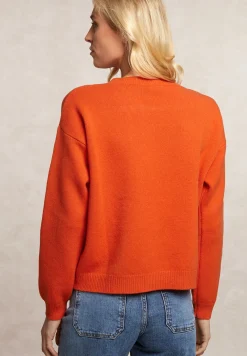 Outlet River Woods Lamswollen trui ronde hals oranje -