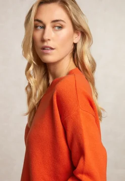 Outlet River Woods Lamswollen trui ronde hals oranje -