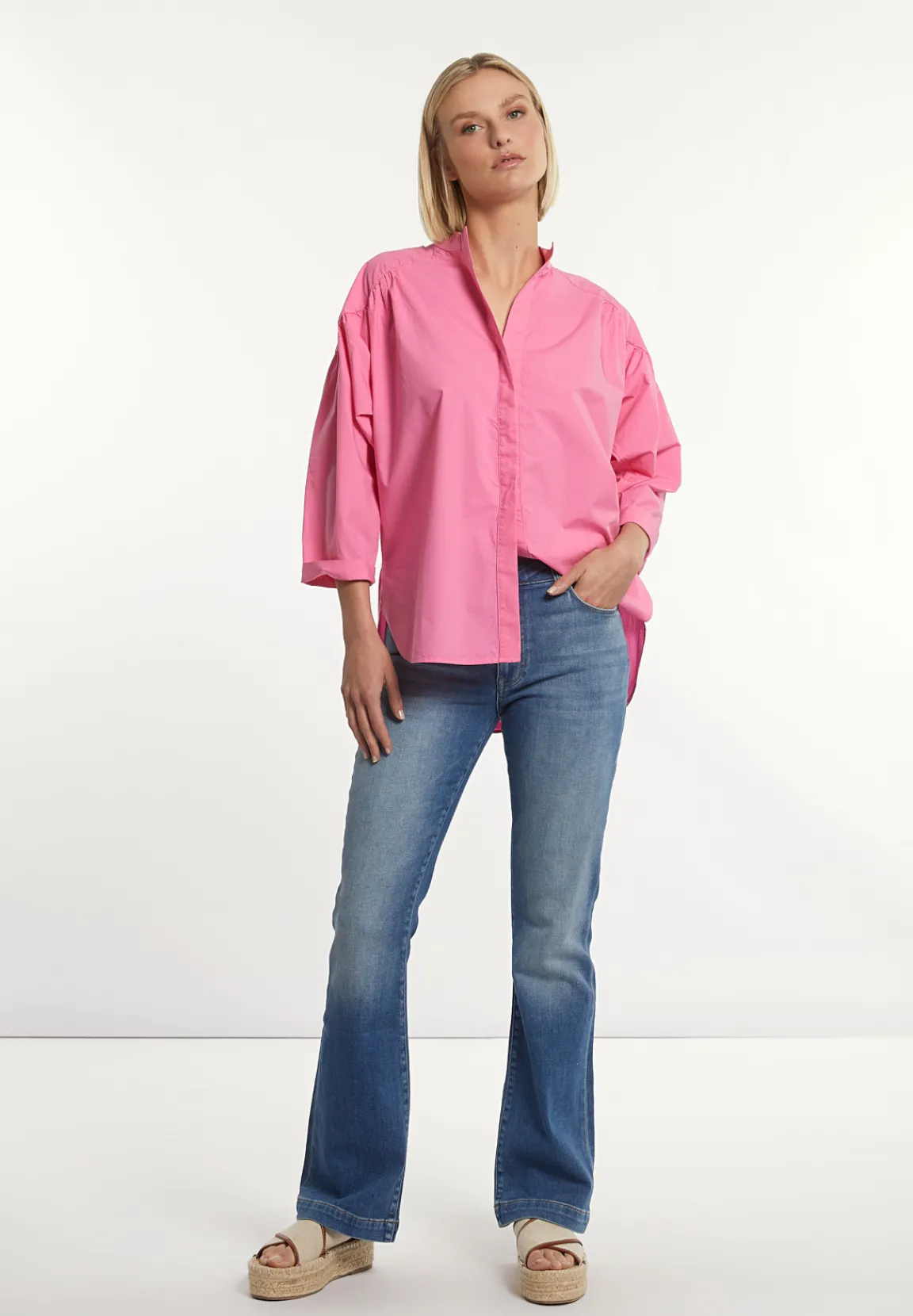 Best River Woods Lange flared jeansbroek blauw -