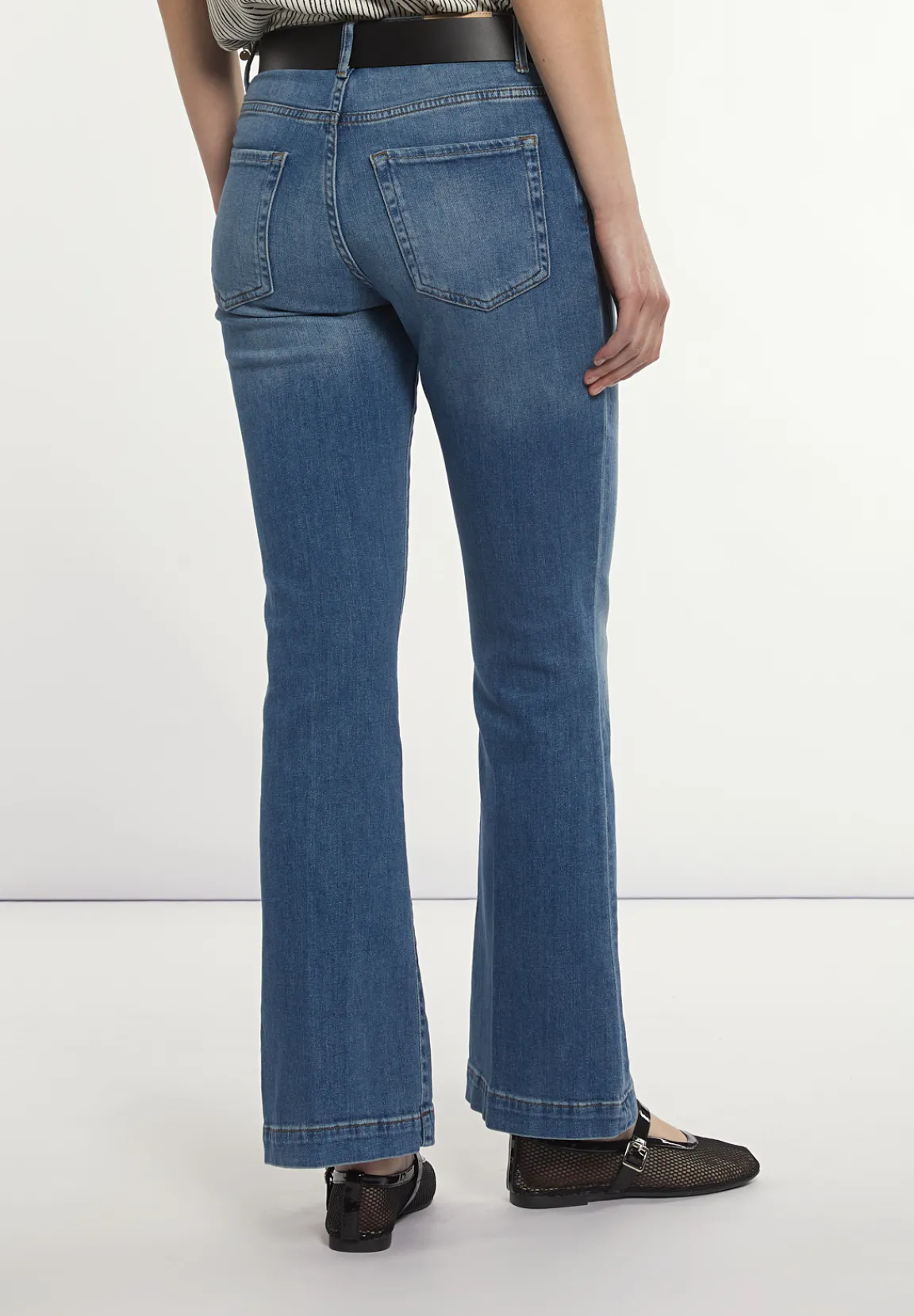 Best River Woods Lange flared jeansbroek blauw -