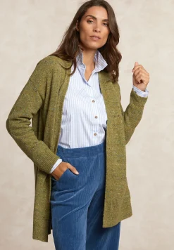 Outlet River Woods Lange gestipte V-hals cardigan olijfgroen -