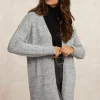 Sale River Woods Lange gestipte V-hals cardigan grijs -