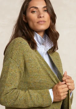 Outlet River Woods Lange gestipte V-hals cardigan olijfgroen -