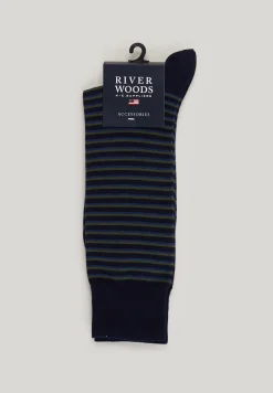 Outlet River Woods Lange gestreepte katoenen sokken admiral/kaki -