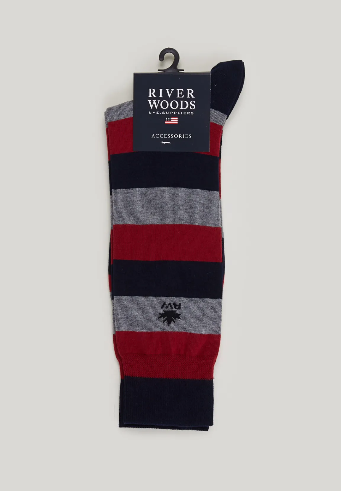 Outlet River Woods Lange gestreepte katoenen sokken admiral/dark red -