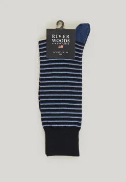Outlet River Woods Lange gestreepte sokken admiral/dk chambray mix -