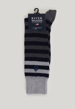Discount River Woods Lange gestreepte sokken oyster mix -