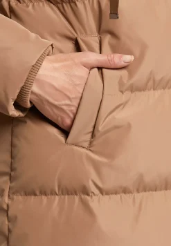 Hot River Woods Lange gewatteerde jas met capuchon beige -