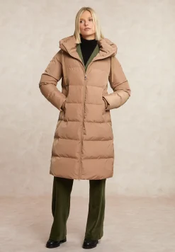 Hot River Woods Lange gewatteerde jas met capuchon beige -