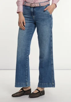 Hot River Woods Lange jeansbroek hoge taille blauw -