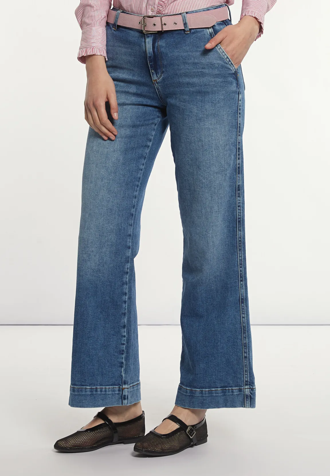 Hot River Woods Lange jeansbroek hoge taille blauw -