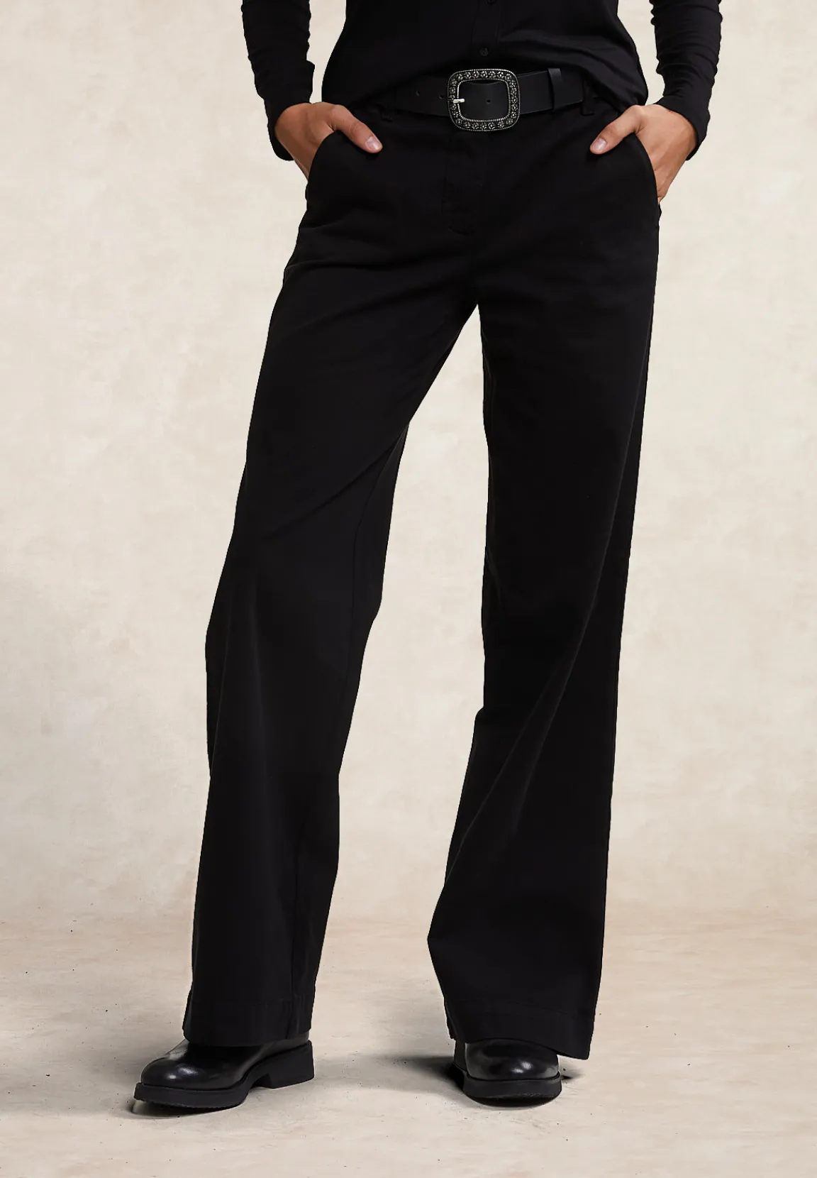 Outlet River Woods Lange katoenen broek zwart -