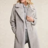 Hot River Woods Lange mantel in imitatiebont grijs -
