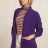 Fashion River Woods Lange V-hals jersey cardigan opgestikte zakken paars -