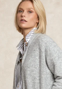 Discount River Woods Lange V-hals jersey cardigan opgestikte zakken grijs -