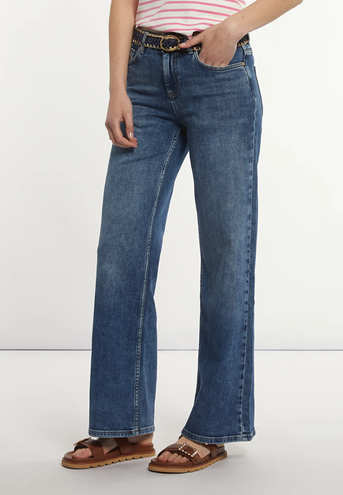 Sale River Woods Lange wijde jeansbroek blauw -