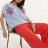 Hot River Woods Lange wijde popeline broek rood -