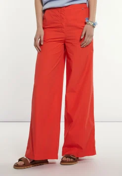 Hot River Woods Lange wijde popeline broek rood -