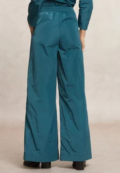 New River Woods Lange wijde taffeta broek groen -