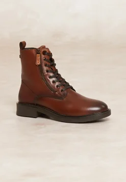 Discount River Woods Lederen enkellaarsjes met veters en ritsen bruin -