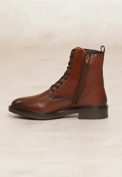 Discount River Woods Lederen enkellaarsjes met veters en ritsen bruin -