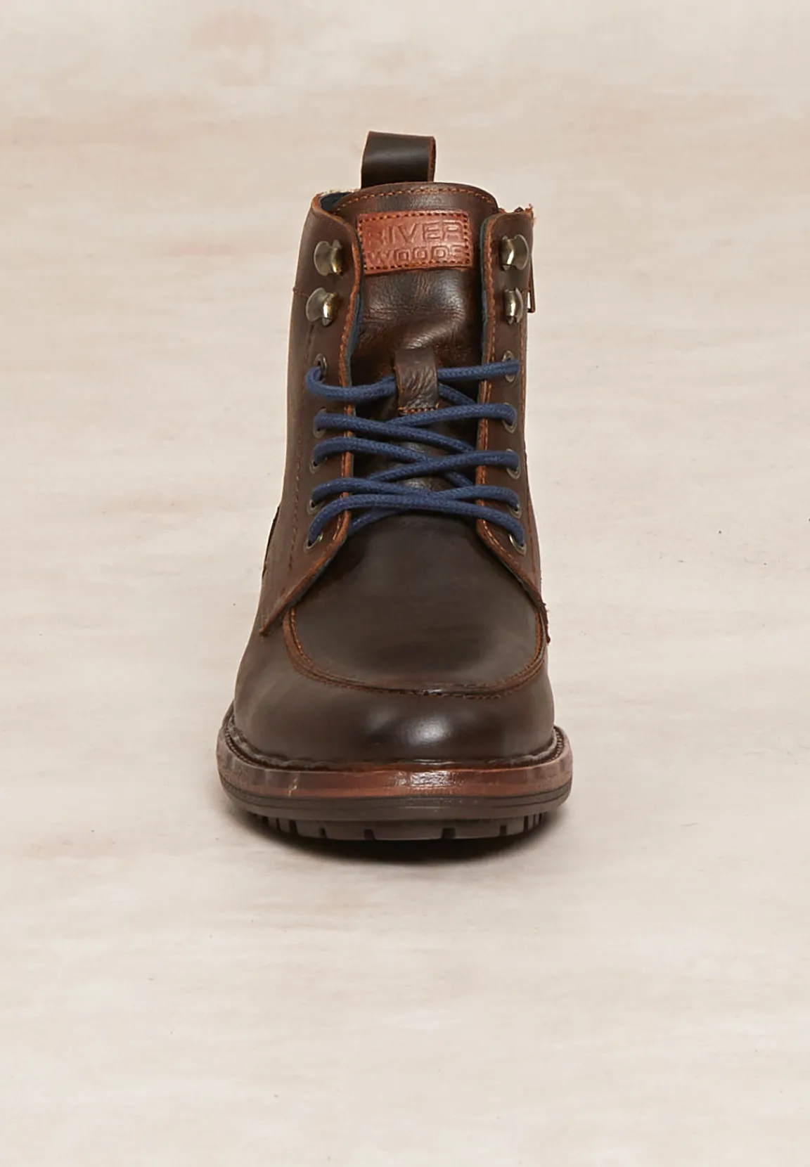 Sale River Woods Lederen enkellaarzen met veters bruin -