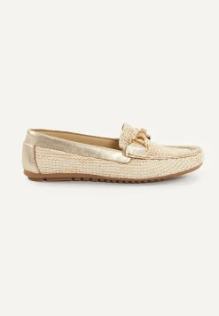 New River Woods Lederen gevlochten loafers écru -
