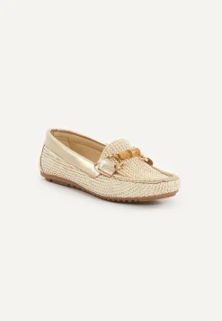New River Woods Lederen gevlochten loafers écru -