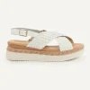 Outlet River Woods Lederen gevlochten sandalen plateauzool wit -