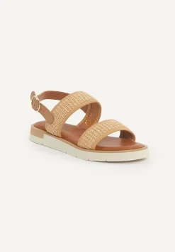 Outlet River Woods Lederen gevlochten sandalen beige -