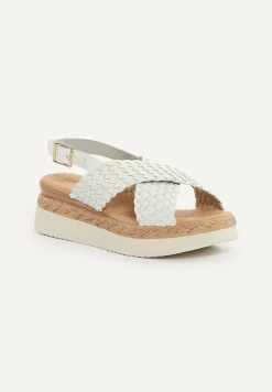 Outlet River Woods Lederen gevlochten sandalen plateauzool wit -