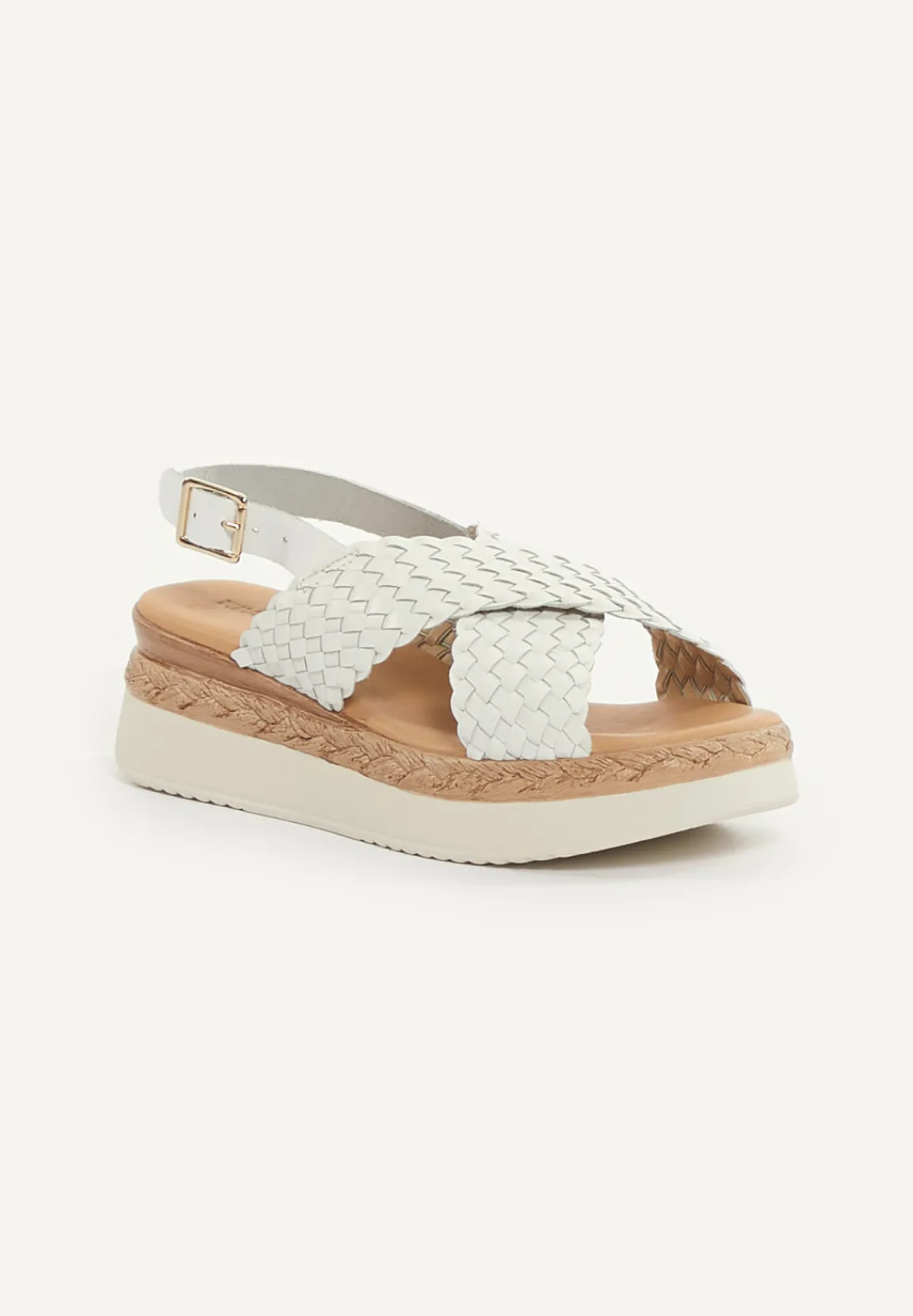 Outlet River Woods Lederen gevlochten sandalen plateauzool wit -