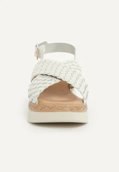 Outlet River Woods Lederen gevlochten sandalen plateauzool wit -