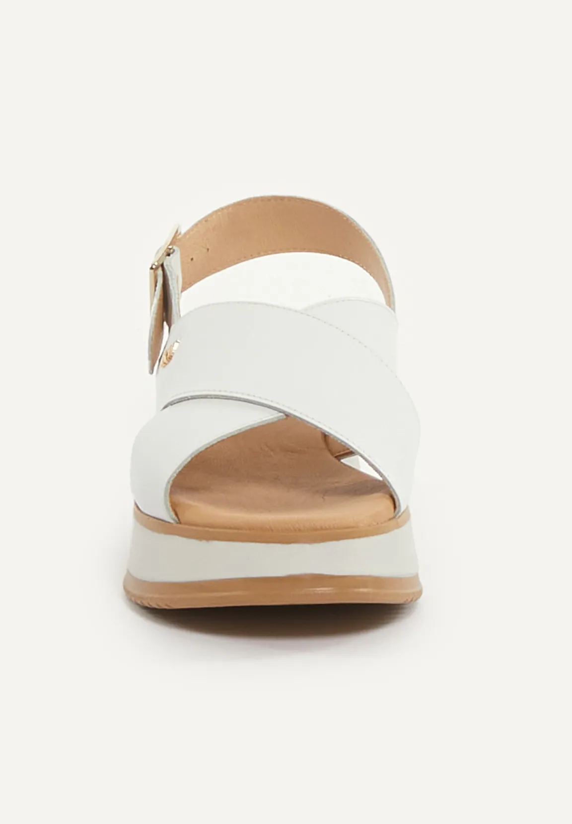 Best River Woods Lederen sandalen plateauzool wit -
