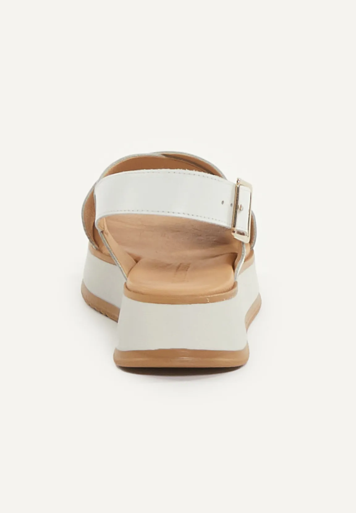 Best River Woods Lederen sandalen plateauzool wit -