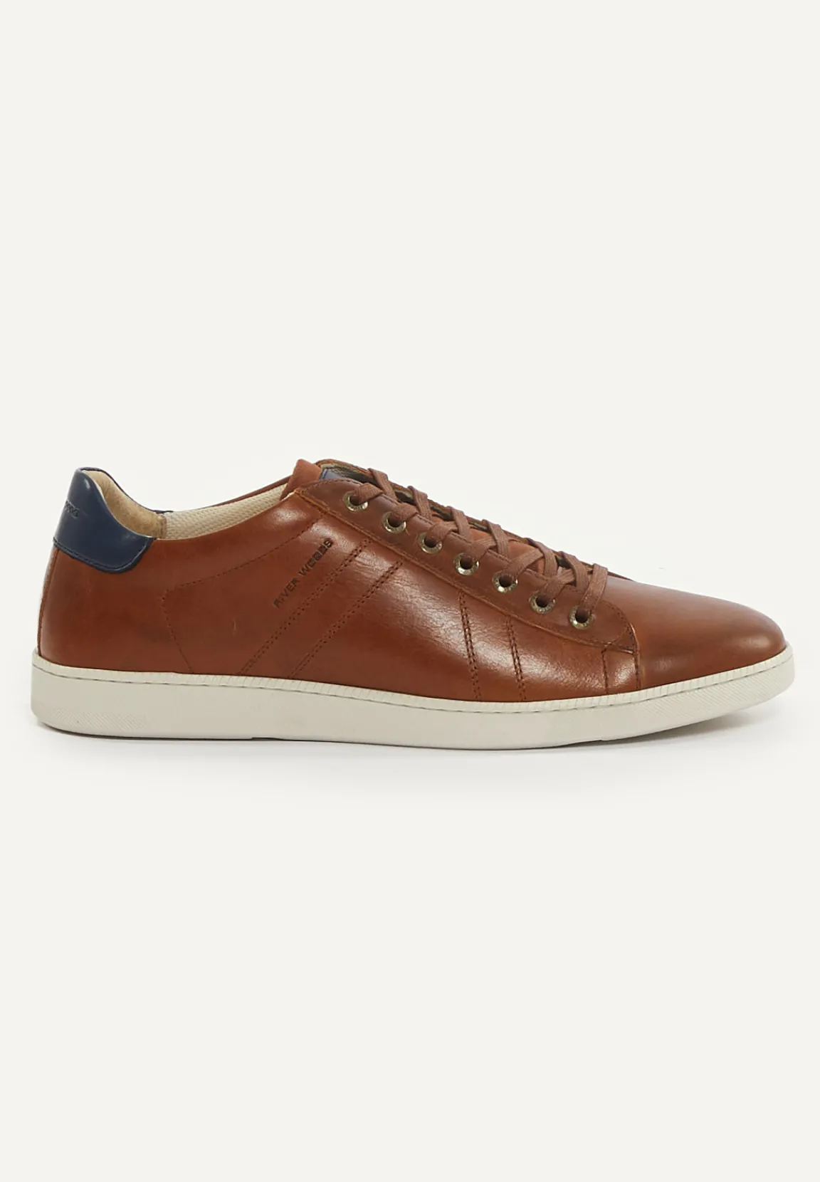 Best River Woods Lederen sneakers met veters bruin -