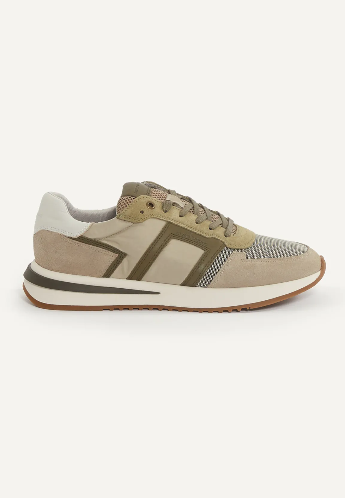 Online River Woods Lederen sneakers met veters kaki -