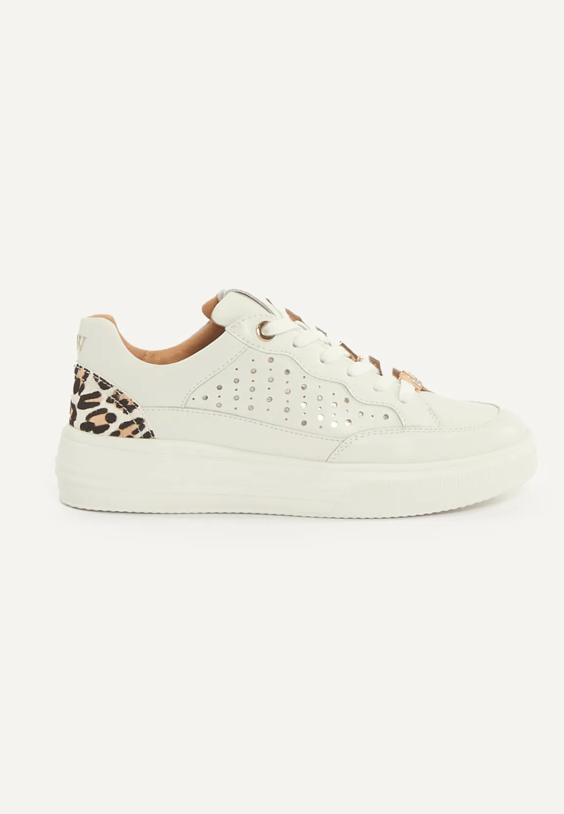 Fashion River Woods Lederen sneakers met veters écru -