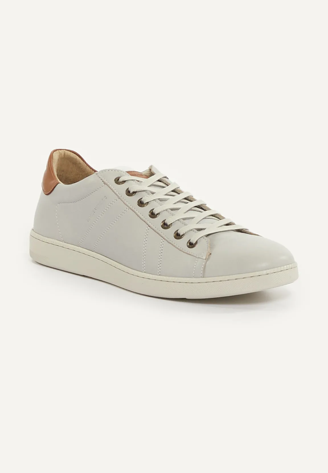 New River Woods Lederen sneakers met veters écru -
