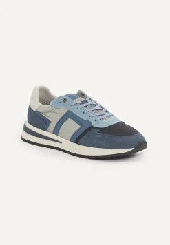 Best River Woods Lederen sneakers met veters blauw -