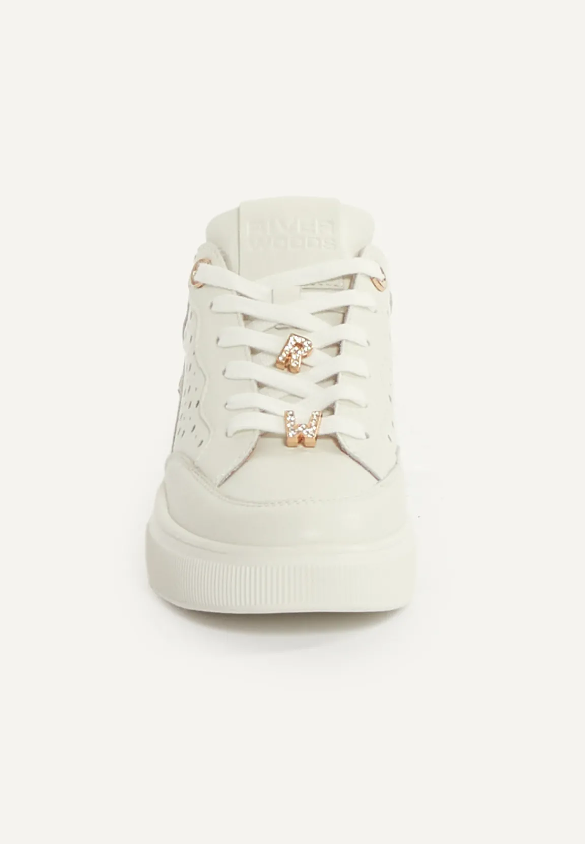 Fashion River Woods Lederen sneakers met veters écru -