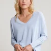 Sale River Woods Lichtblauwe basic V-hals trui lange mouwen -