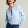 New River Woods Lichtblauwe V-hals T-shirt lange mouwen -