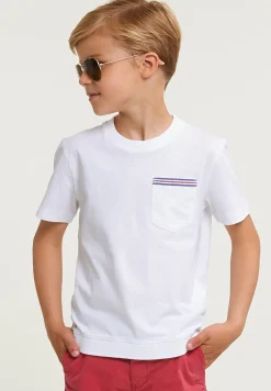 Best River Woods Loose fit fancy T-shirt borstzak wit -