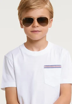 Best River Woods Loose fit fancy T-shirt borstzak wit -