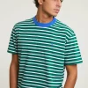 Outlet River Woods Loose fit gestreepte T-shirt groen/wit -
