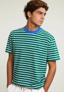 Outlet River Woods Loose fit gestreepte T-shirt groen/wit -